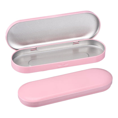 uxcell 4 Pcs Metal Tin Box Container, 6.9x2.4x0.7 Inch Oval Empty Hinged Lid Box Mini Portable Storage Containers for Candy Drawing Pin Crafts, Pink
