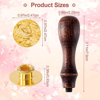 Mxxipp 9pcs Wax Seal Stamp Kit, Brass Sealing Wax Stamps Head & Wooden Handle for Wedding Invitations Cards Envelopes(Tree of Life+Tulip+Vintage Rose+Love Rose+Daisy+Butterfly+Sakura+Leaves)