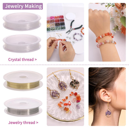 QUEFE Jewelry Making Supplies Kit 1800pcs 56 Colors Crystal Beads, Bracelet Making Kit Gemstone Chip Beads Irregular Natural Stone Jewelry Pliers, Beading Wire, Earring Hooks, Rings for DIY Crafter