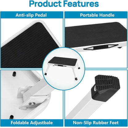 Simple Deluxe Foldable Step Stool - Heavy Duty Non-Slip Foot Stool for Home & Kitchen | 330 Lbs Capacity
