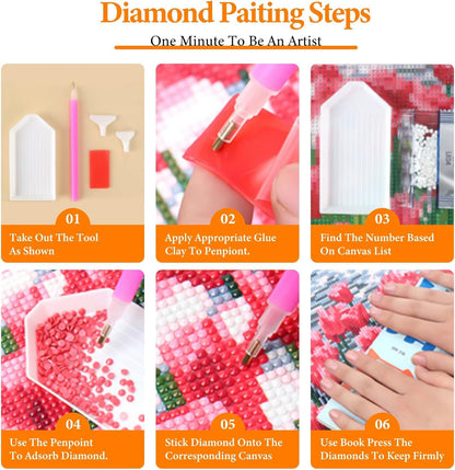 Diamond Art Kits for Adults - 3 Pack Sakura Landscape 5D Diamond Painting Kits for Beginner,DIY Mount Fuji Gem Art Full Drill Diamond Dots Crystal Craft Kits for Home Wall Decor Gifts 12x16inch