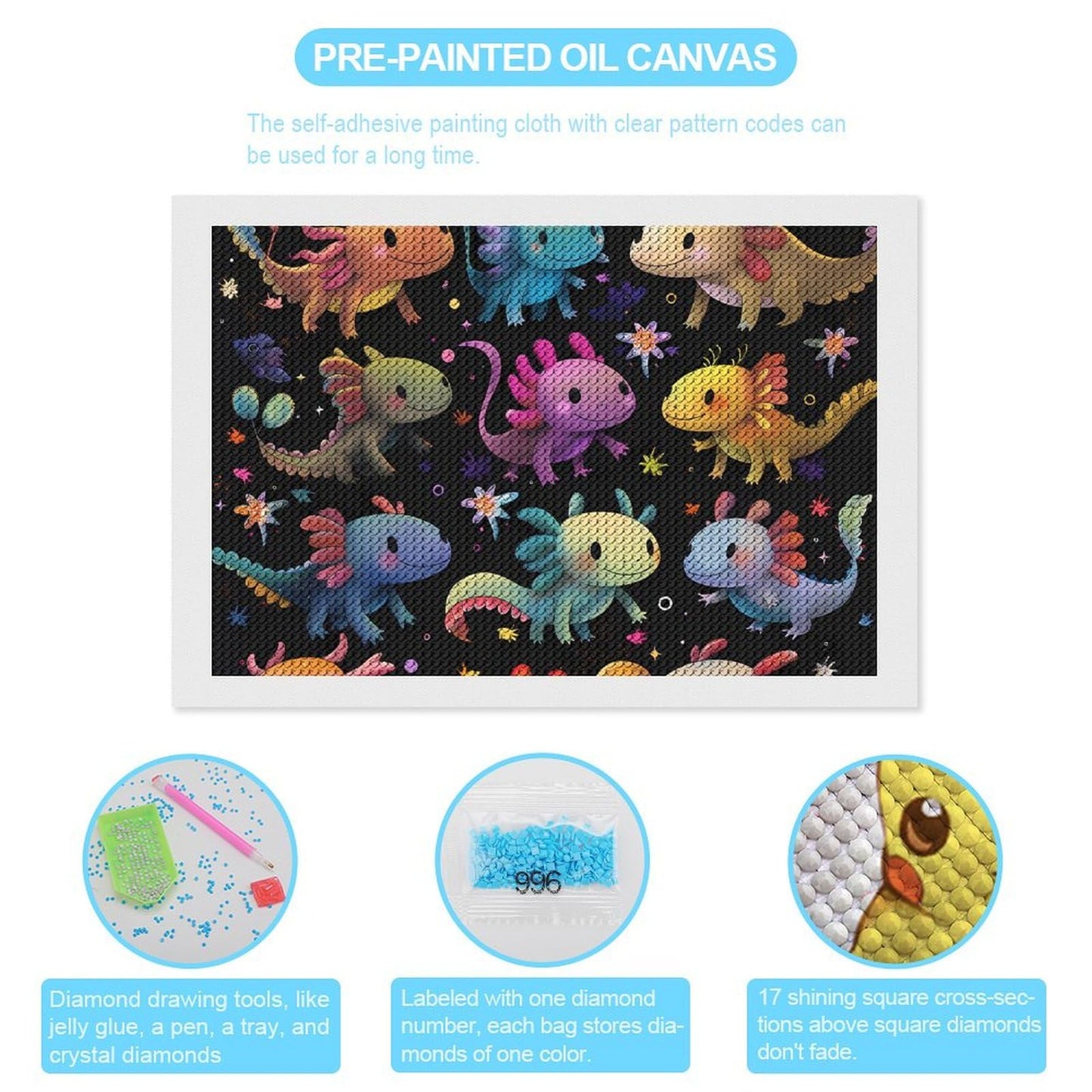 Nestaura Axolotls Diamond Painting Kit,5D DIY Diamond Art with Round Diamonds for Home Wall Decor and Gifts 8" inch x12 inch