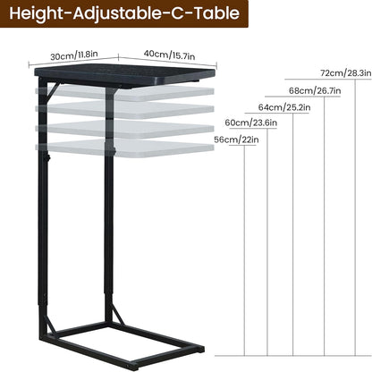 Premium Adjustable C Shaped End Table, Mini Side Tables for Couch and Sofa, Small Coffee Table with Metal Frame
