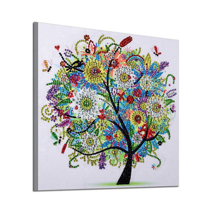 CaptainCrafts DIY 5D Diamond Painting by Number Kits Diamond Art Special Shape Rhinestones for Adults Beginner Colourful Four Season Tree Home Wall Decor 11.9x11.9 Inch (Four)