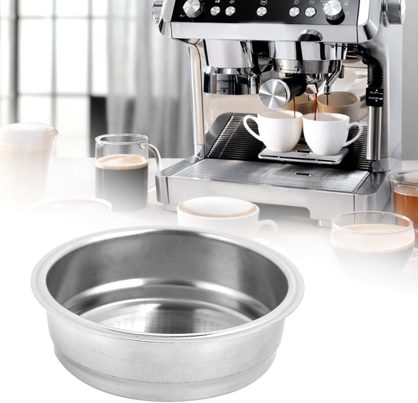 51mm Non Pressurized Filter, Stainless Steel Reusable Coffee Machine Strainer Bowl, Single Basket for De Longhi