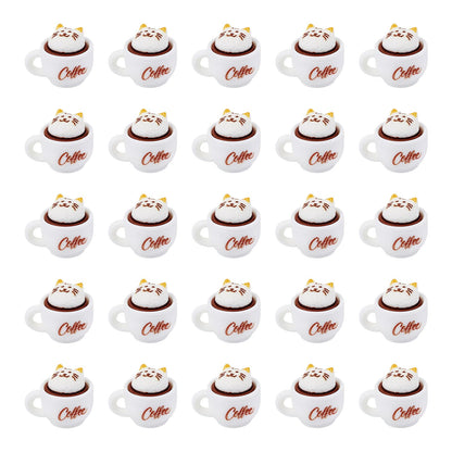 Magibeads 35Pcs Cat Coffee Cup Mini Ornaments Resin Cup Miniatures 3D Model Micro Landscape Dollhouse Decorations Fake Mugs Drink Food Cute Table Desk House Decor Party Supplies 17.5x23x19mm