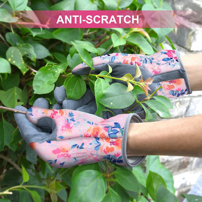 Womens Gardening Weeding Working Gloves - Leather Garden Glove for Women, Thorn Proof for Digging