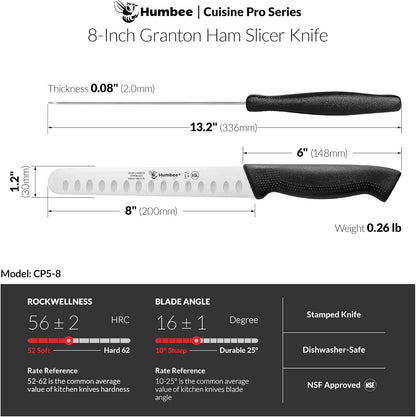 Chef 10-Inch Carving Knife, NSF Certified CP5-10, Granton Edge for Turkey Ham Meat Slicing, Black