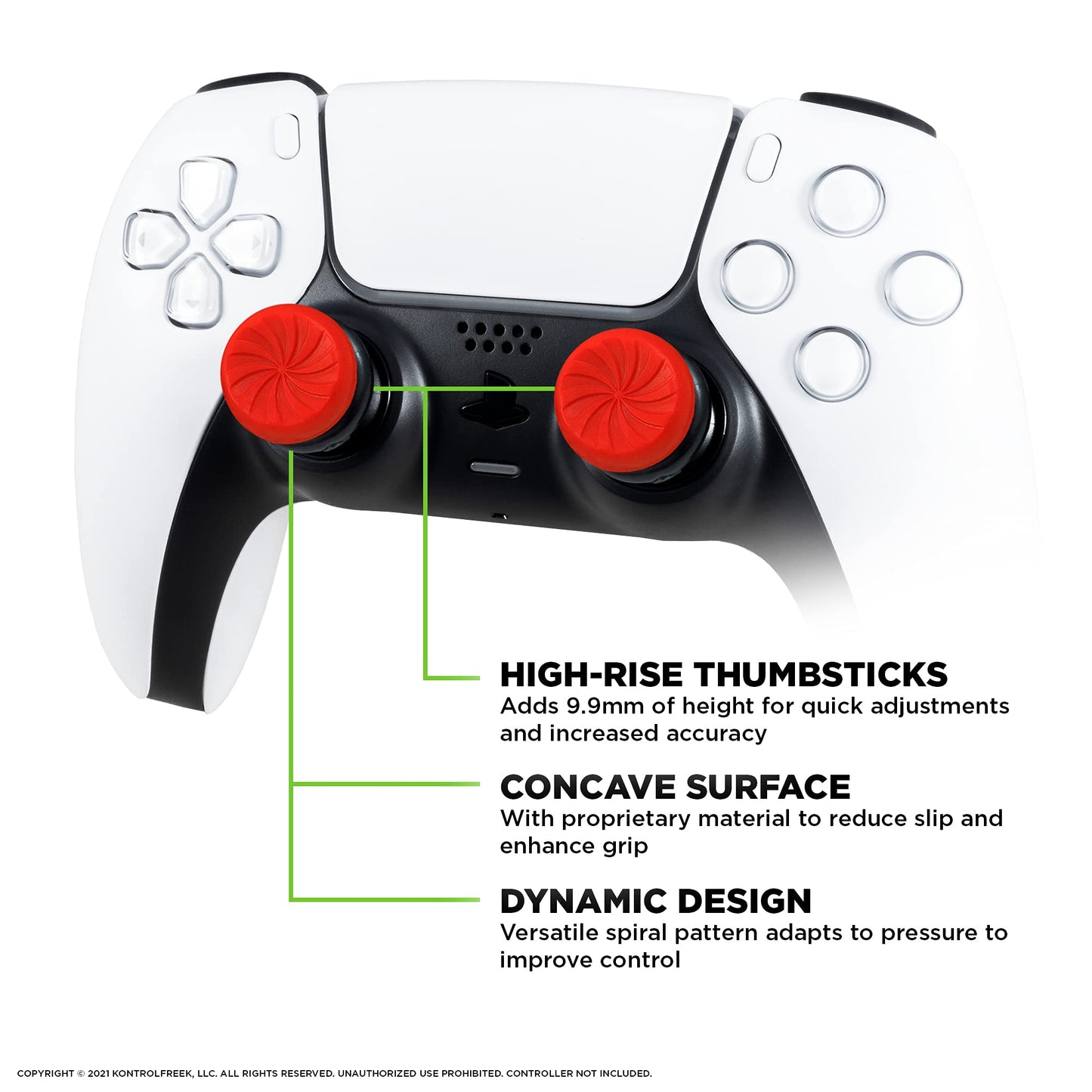 KontrolFreek FPS Freek Inferno Performance Kit for PlayStation 5 Controller (PS5) | Includes Performance Thumbsticks and Performance Grips | Red