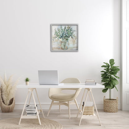 Stupell Industries Soothing Eucalyptus Flower Herb Arrangement Rustic Jar Framed Wall Art, Design by Nan