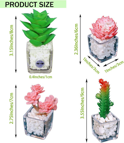 Plant Magnets for Fridge, Succulent Artificial Plants Refrigerator Magnets, Funny 3D Resin Decorative Set of 4