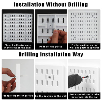 Dualshine Premium Pegboard Combination Kit, White Pegboard Wall Organizer with 4 Small Plastic Panels and 38 Accessories, Ideal for Craft Room, Bathroom, Nursery Storage, and Office (22"*22")