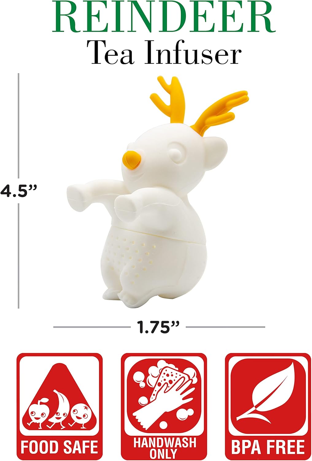 GAMAGO Reindeer Tea Infuser - 100% Silicone Non-Toxic Reusable Loose Tea Steeper, Funny Gift Tea Leaf Strainer