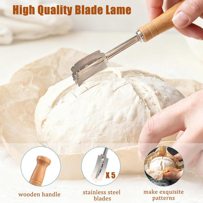 9" 10" Panny Sourdough Starter Kit, Banneton Bread Proofing Basket with Glass Sour Dough Starter Jar, Sourdough Bread