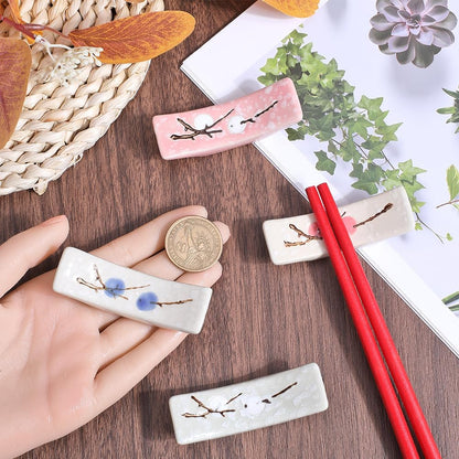CRASPIRE 4Pcs Japanese Chopstick Holder - Flower Blossom Porcelain Rest for Countertop Tableware Home Ornaments