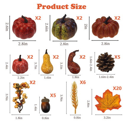 AOBOD Fake Pumpkin Decor Set,Mini Fake Pumpkin Decor,Fall Harvest Decorations,Halloween Thanksgiving Decor and Table Centerpieces
