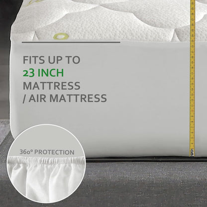 15-23 Inches Air Mattress Cover Twin Size, Thick Viscose Made from Bamboo Quilted Mattress Topper for Kids, Noiseless