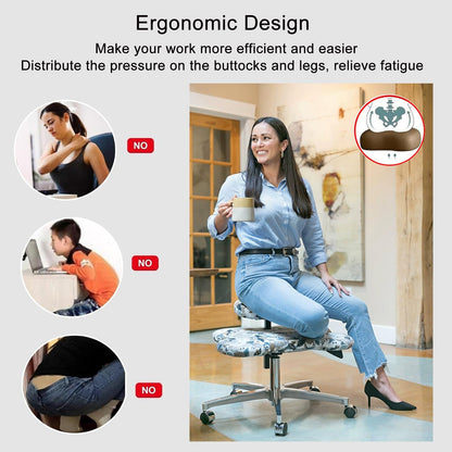 GenSDH Kneeling Chair, Cross Legged Chair with Height Adjustable, Meditation Chair for Office or Home, Ergonomic Posture Corrective Seat, for Relaxation TRAI,Brown-One Size