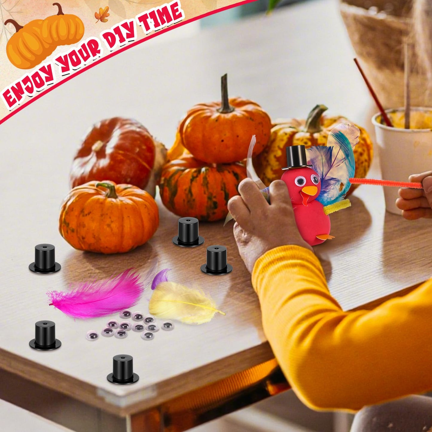 AmazingSpark 12 Sets Thanksgiving Turkey DIY Craft Kits Fall DIY Turkey Air Dry Clay Modeling Fall Crafts Ornament for Friendsgiving Thankful Dinner Party Activity Supplies Table Decorations
