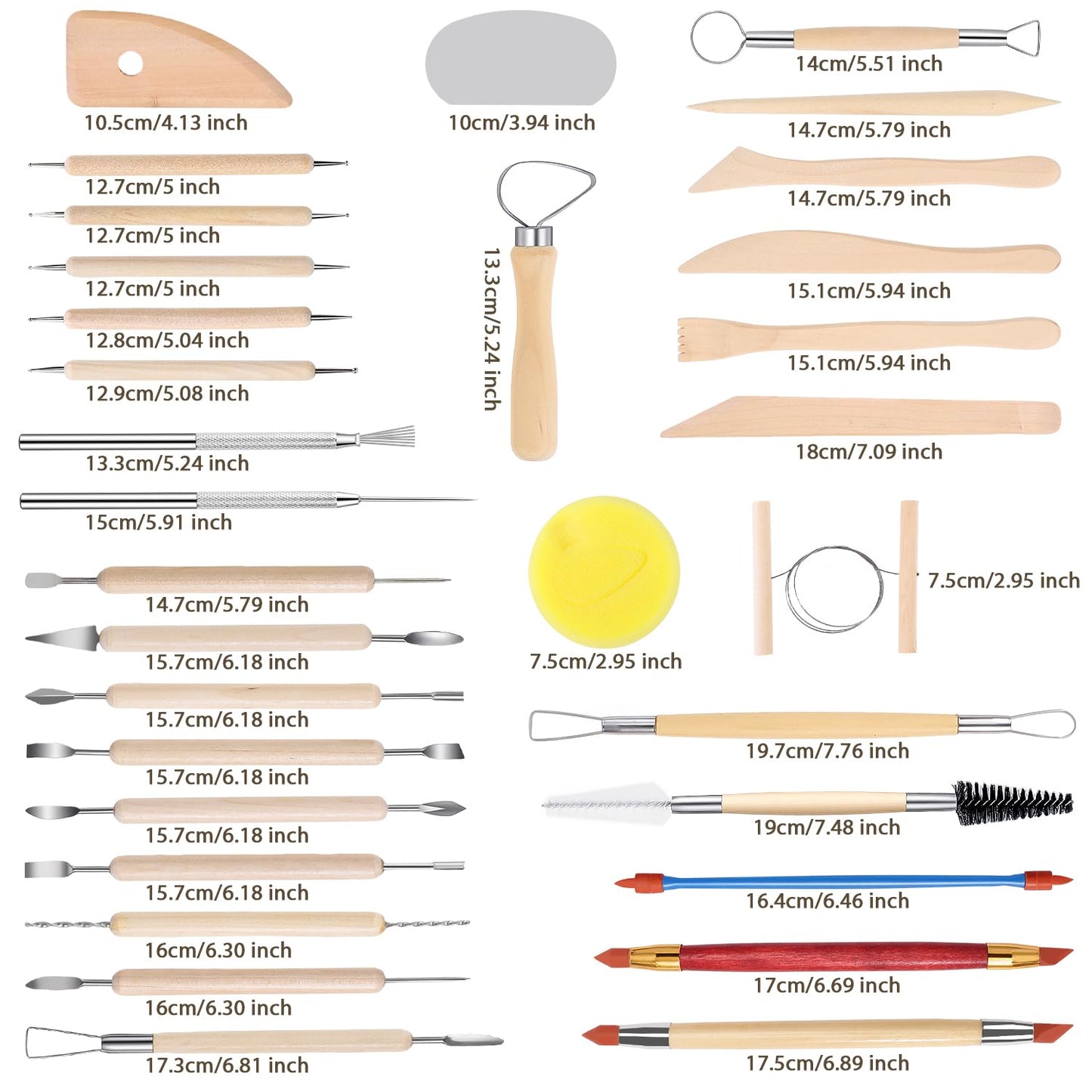 Tovotum Pottery Sculpting Tools 32PCS Ceramic Clay Carving Tools Set for Beginners Expert Art Crafts Pottery Clay Tool