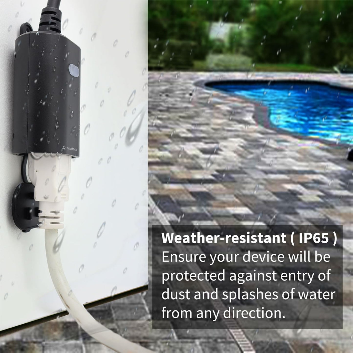 Minoston Outdoor Smart Plug, Matter Smart Plug, Smart Home Wi-Fi Outlet IP65 Waterproof, Compatible with Alexa, Apple Home, SmartThings, Google Home, Smart Life, IP65 Waterproof, 2.4Ghz, 2 Pack