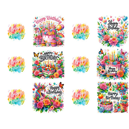 ACSAUMMY Diamond Art Happy Birthday Cards, 6 Pack 5D Diamond Greeting Cards Kits for Adults DIY Diamond Art Birthday Cards with Envelopes Birthday Gifts for Families, Friends, Partners