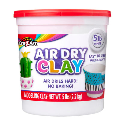 Cra-Z-Art Air Dry Clay - 5lb Bucket Natural White Modeling Clay, Perfect for Sculpting, School Projects, Bulk Class Supplies for Teachers, Day Cares, Camps, Essential for School