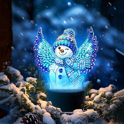 JBTM24 Diamond Art Night Light, Diamond Painting Desktop Ornaments for Adults, Gem Art Touch Lamp for Living Room Bedrooms, Desktop Bedside Luminous Ornaments Decorate (Snowman)