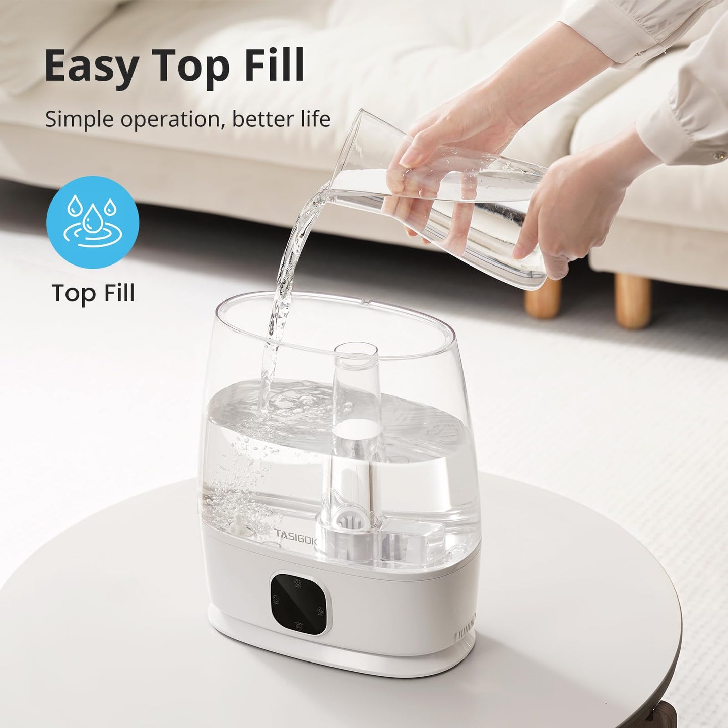 Humidifiers for Bedroom Home, 6L Cool and Warm Mist Air Humidifier for Large Room Baby Nursery, 50H Easy Clean and Top Fill, Quiet with Ultrasonic, Essential Oils, Auto Mode, for House, Plants
