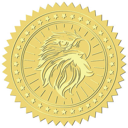 CRASPIRE 408Pcs Eagle Gold Foil Embossed Stickers 2" Bird Self Adhesive Envelopes Seals Sticker Round Labels for Independence Day Invitation Graduation Corporate Certificates Diplomas Gift Wrapping