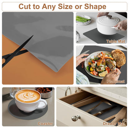 Gartful 78.7" x 15.7" 1.3mm Thick Large Silicone Mat, Heat Resistant Pad for Kitchen Counter, Countertop Protector for Kitchen Island, Table Cover, Workbench Desk, Gray