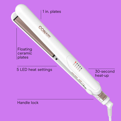 Conair Double Ceramic Flat Iron, 1 1/2-inch Wet-to-Dry Hair Straightener