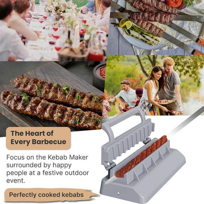 PEOUWNES Large Kebab Maker Press, Gray Plastic Kabab, Manual Kabob Mould, Kabob Maker Barbecue Skewers Form Your Kofta Kebab Like a Traditional Chef Handmade Kebab