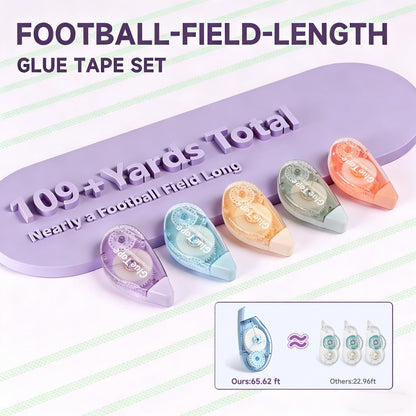 DEYUANCH 65.62 ft Extra-Long Glue Tape, 0.31 in Wide Scrapbook Tape, 5-Pack, Photo-Safe Acid-Free Double Sided Tape for Crafts, Scrapbook and Junk Journal Supplies (Multicolor)
