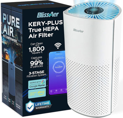 Air Purifiers for Home Large Room Pets Up to 1800 Ft² - Smart WiFi & Voice Control True HEPA Air Purifier For Home Bedroom Smoke, Dust, Pet Dander, Pollen, Sleep Mode - Kery Plus