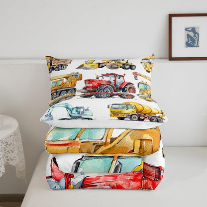 Set Set Erosebridal Kids Excavator Comforter Twin Size, Retro Truck Down Comforter for Boys Girls Teens, Tractor