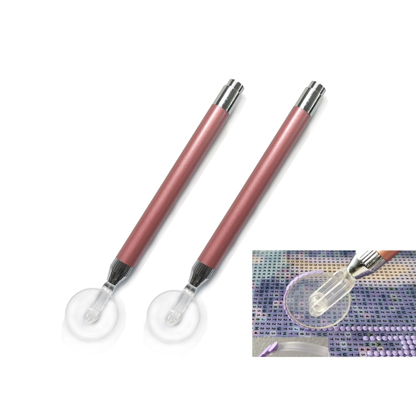 Dranweill Two-Piece Diamond Painting Wheel Tools with Groove, Diamond Art Roller Pen - New Grooved Gem Art Accessory for Faster, Neater Painting with Square & Round Drills (red)