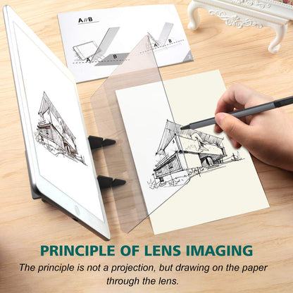Optical Drawing Board Portable Image Drawing Board Tracing Drawing Projector Painting Board Sketching Tool with PMMA Lens for Beginners, Artists, etc - Small