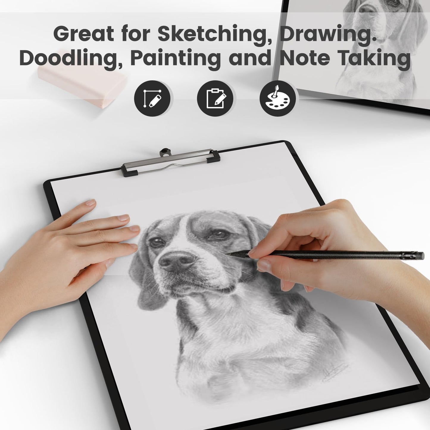 Macroclo Extra Large 11x17 Clipboards, Plastic Black Drawing Boards, Horizontal Clip Board, Vertical Layout. Suitable for Watercolor, Sketching, Painting. Art & Drafting Supply(Pack of 6)