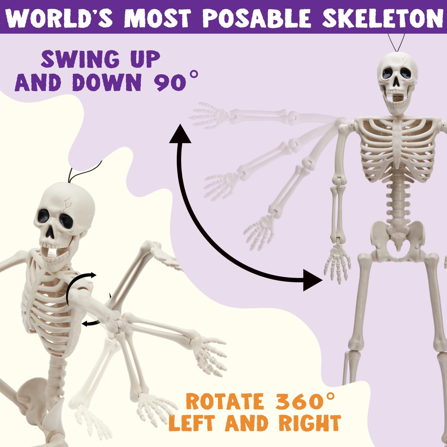 JOYIN 12 PCS 16" Halloween Skeleton Decor, Full Body Movable Stayable Joints Plastic Skeleton, Posable Hanging Skeletons for Halloween Decoration Indoor Outdoor, Graveyard Yard Party Decor