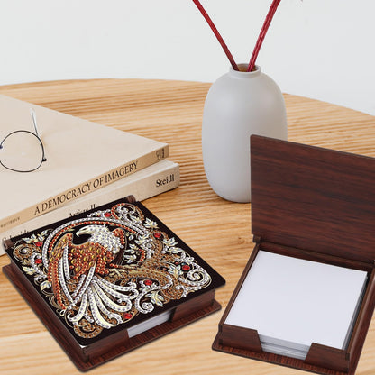 JISHSHAY Diamond Painting Note Box Eagle Diamond Art Notecard Box Eagle Gem Art Sticky Note Holder Gem Painting Mosaic Kits for Adults Embroidery Kit Memo Pad Holder, Contains 160 Sheets of Paper