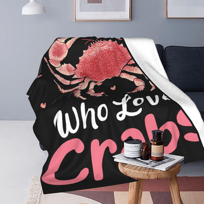 Cozy 40"X50" Crabs Blanket Just A Girl Who Love Crabs Fleece Throw Blanket Super Soft Warm Fuzzy Plush Crab Blanket