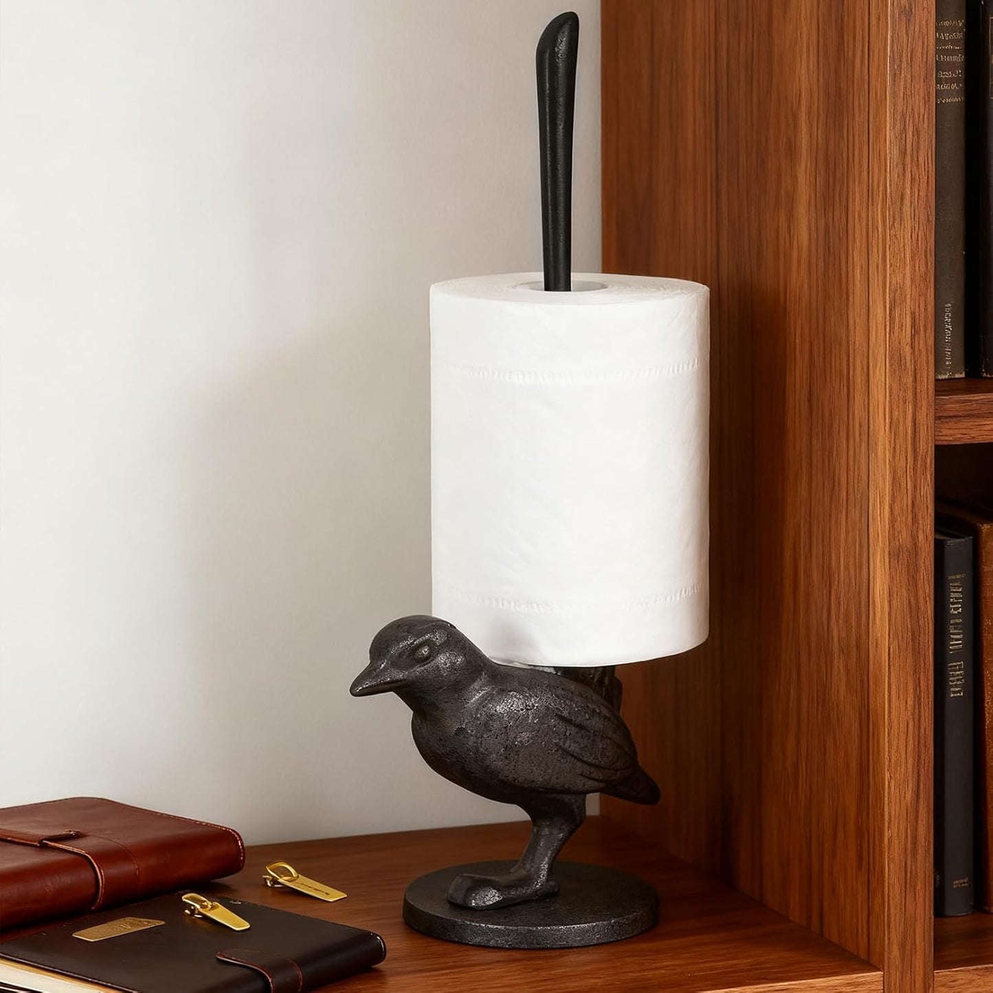 DreamsEden Vintage Bird Stand Paper Towel Holder - Small Cast Iron Birdy Paper Towel Stand Home Bedroom Bathroom Toilet