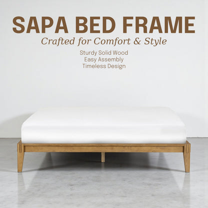 NTC Sapa Solid Wood Platform Bed Frame – Minimalist, Japanese Joinery, No Box Spring Needed, Silent Slats, Easy Assembly – King – Teak Look