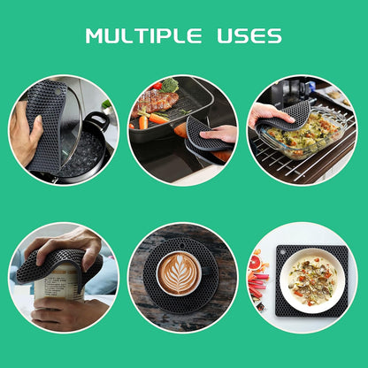 Multi-Purpose Silicone Trivet, Flexible Heat Resistant Pot Holders, Square and Round Mats for Hot Pots and Pans,