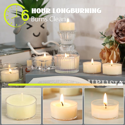 24Pcs White Beeswax Tea Light Candles-4 Hour Burn Time,100% Pure Natural Beeswax-Clean Burning & Air Purifying, Smokeless Bulk Tea Lights for Spa,Meditation,Wedding & Home Decor