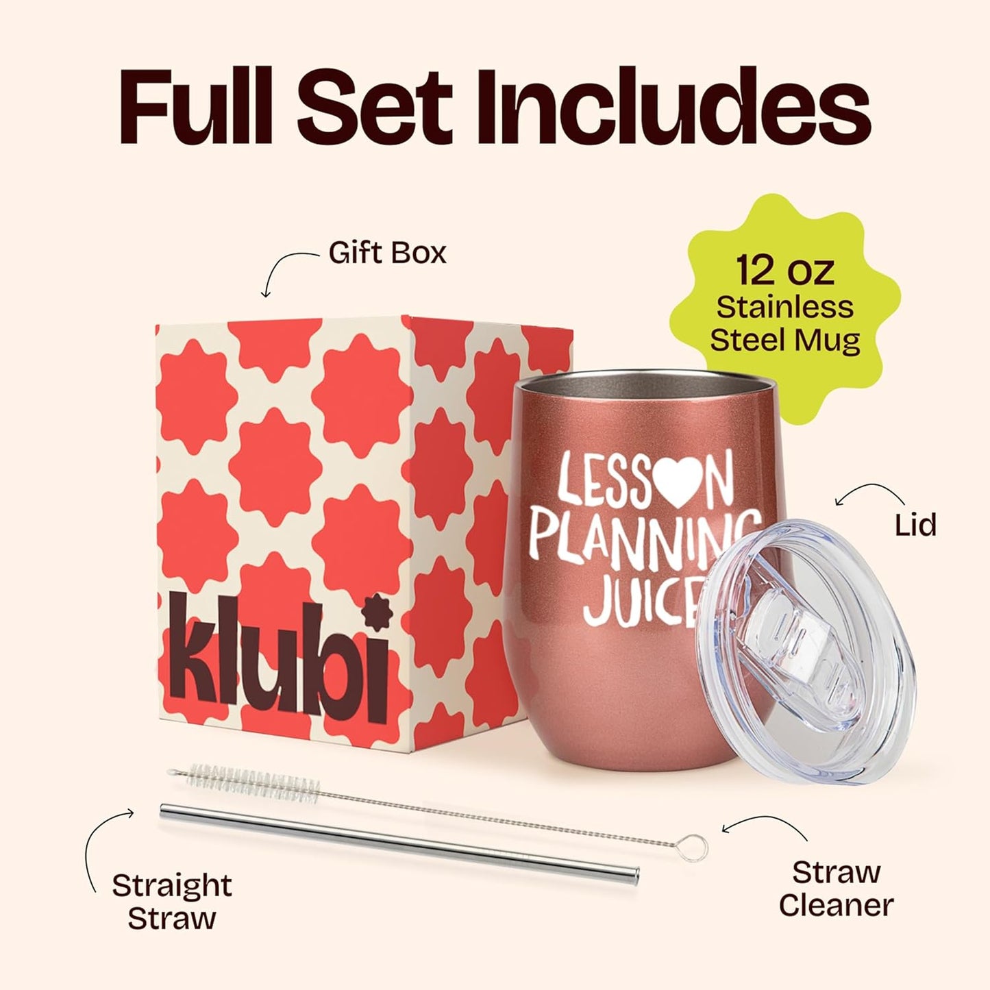 KLUBI Teacher Birthday Gifts for Women, Lesson Planning Juice Wine Tumbler 12oz with Lid