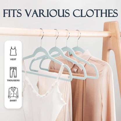 HOUSE DAY Sky Blue Velvet Hangers - 60 Pack Non-Slip Heavy Duty Suit Hangers | Space-Saving Closet Organizer