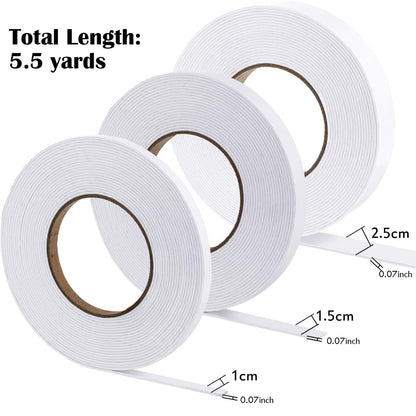 Zonon 3 Rolls Double Sided Foam Tape 50Ft White Foam Tape Sponge Soft Adhesive Mounting Sticky for Shaker Card Scrapbooking Crafts Home Office Decor 16.5 Yards