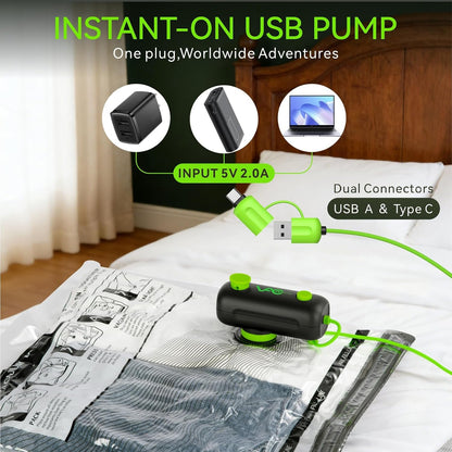 Skiennix Vacuum Bags for Travel - 18 Pack USB Electric Pump Seal Bags | Space Saver for Luggage